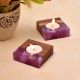 Table Mounted Tealight holder With Pink Resin Effect - 2 Piece